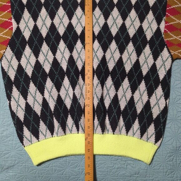 Teddy Fresh Argyle Block Sweater M Sz XL Black White Green Hard to Find YouTuber - Picture 9 of 9